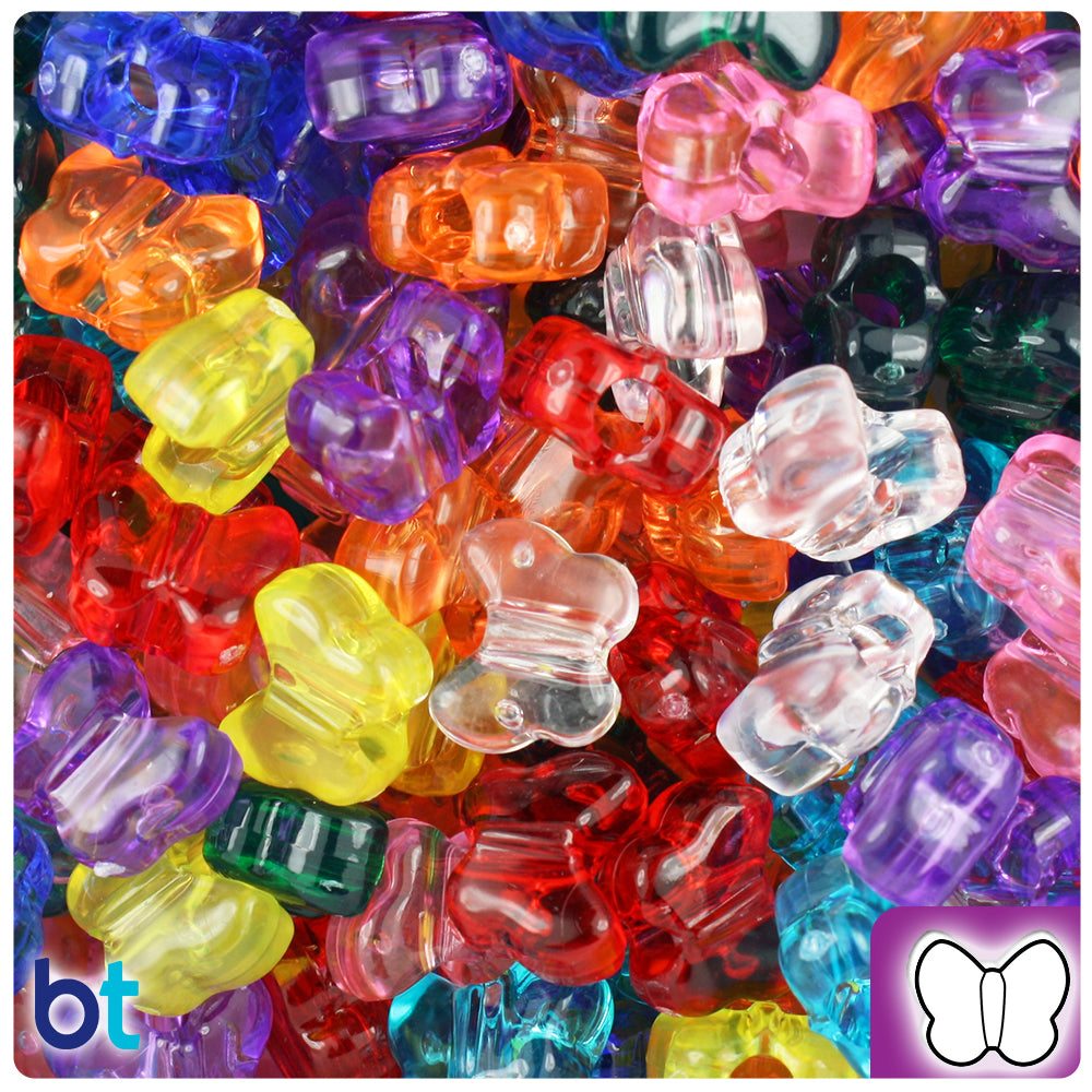 Transparent Mix 13mm Butterfly Pony Beads (250pcs)