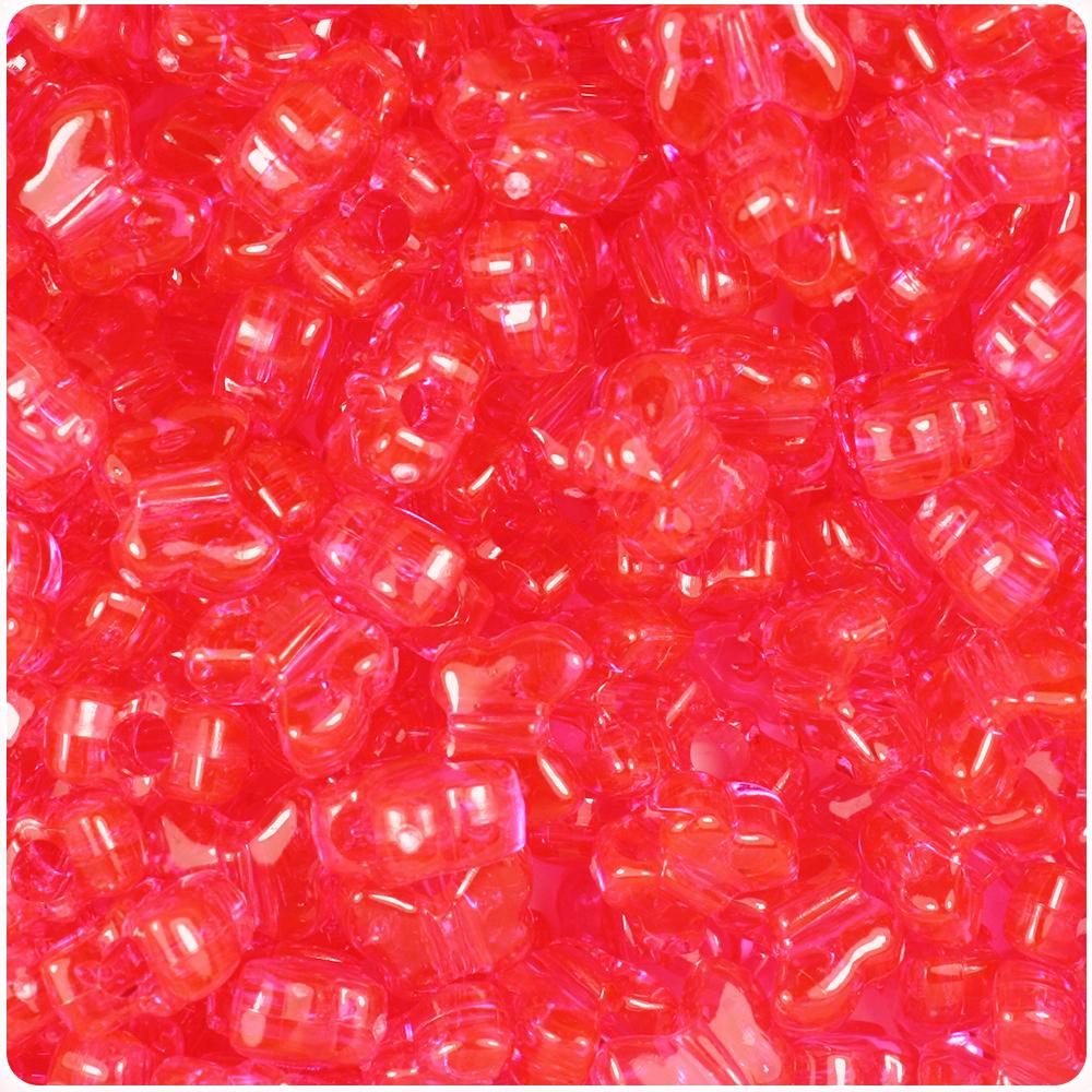 Hot Pink Transparent 13mm Butterfly Pony Beads (50pcs)