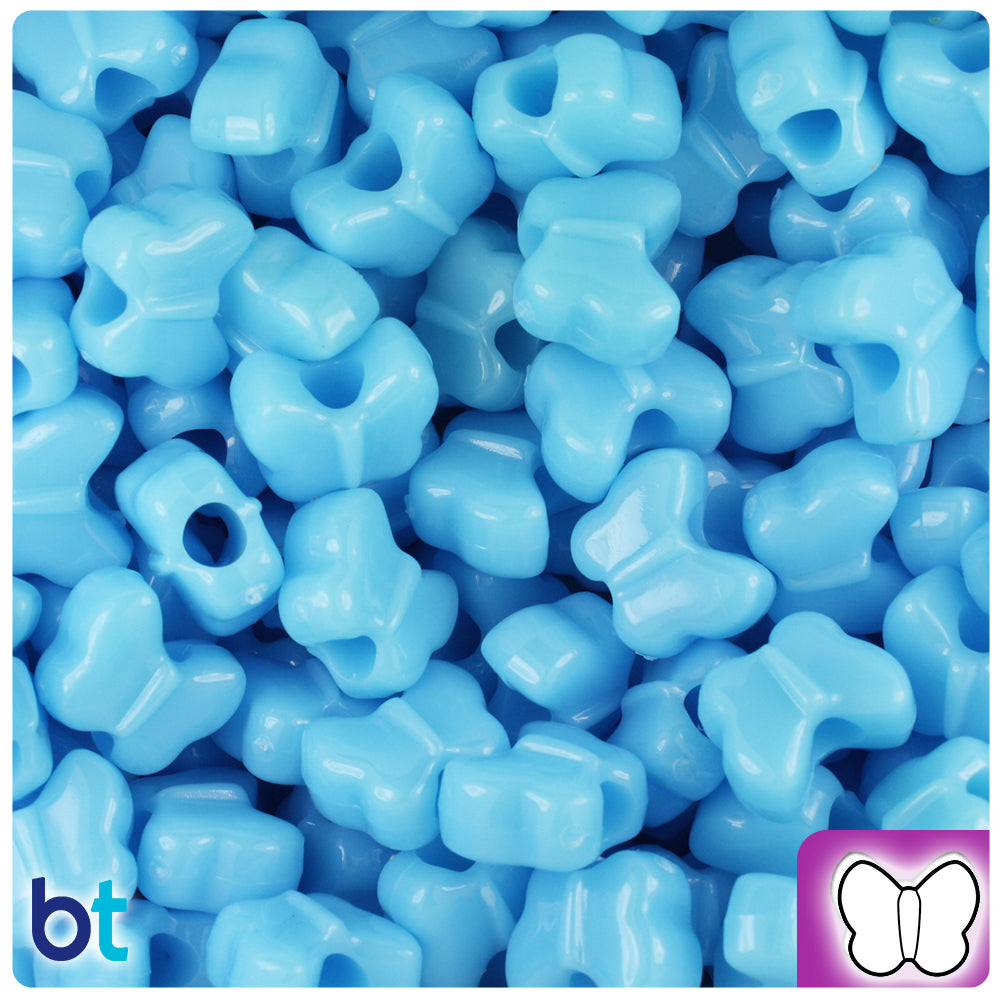 Baby Blue Opaque 13mm Butterfly Pony Beads (250pcs)