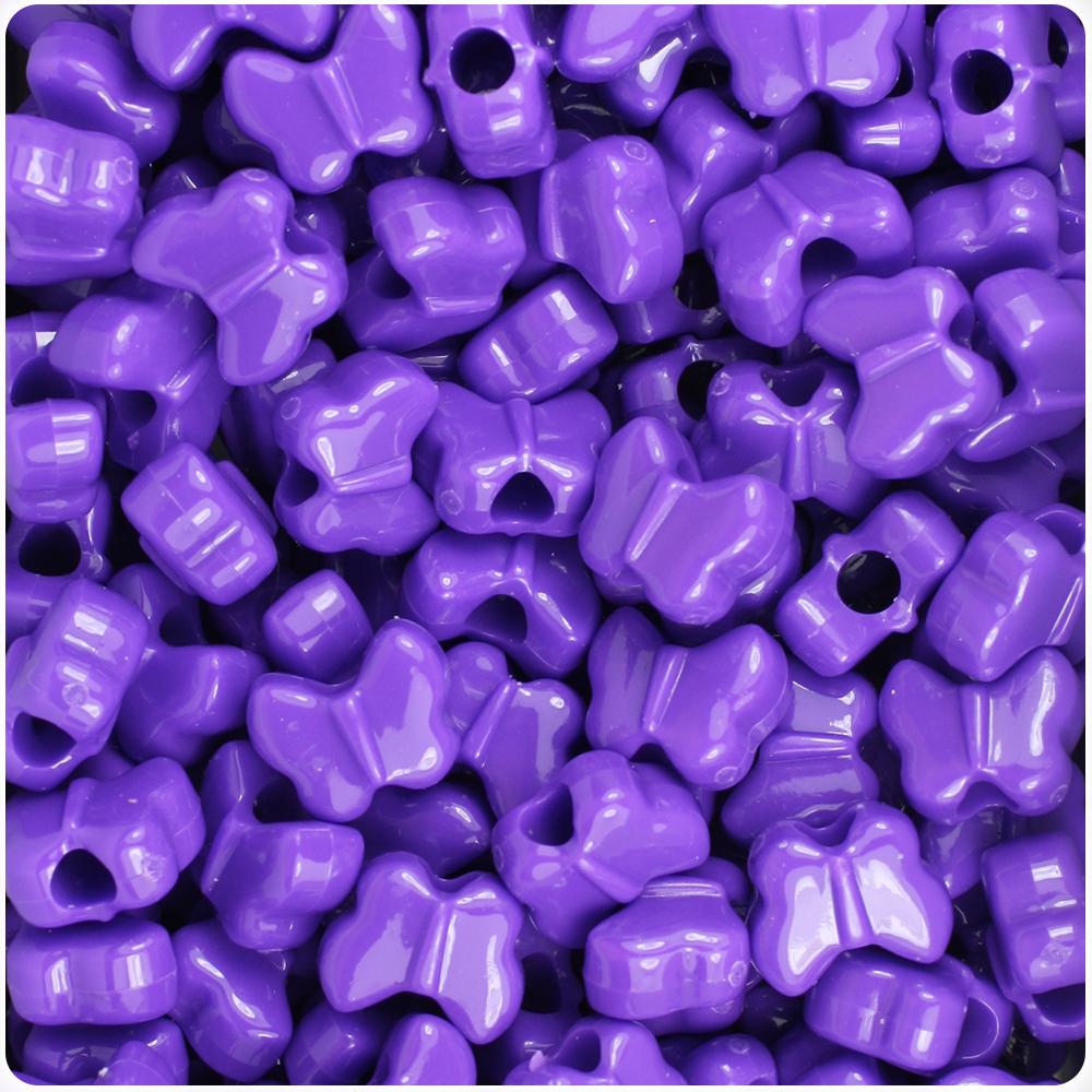 Dark Lilac Opaque 13mm Butterfly Pony Beads (50pcs)