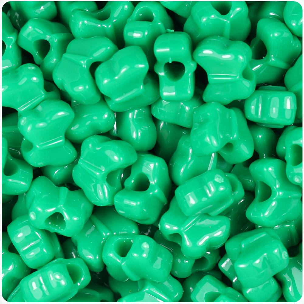 Green Opaque 13mm Butterfly Pony Beads (50pcs)