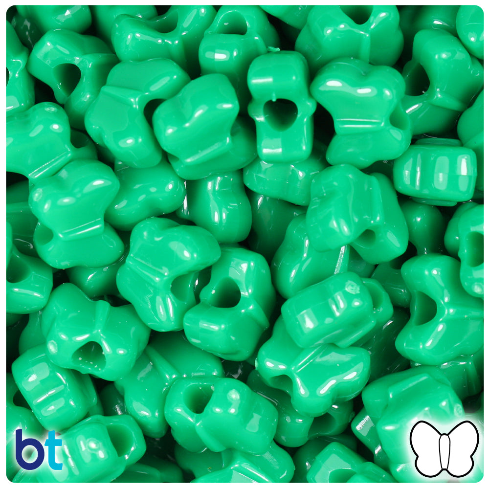 Green Opaque 13mm Butterfly Pony Beads (250pcs)