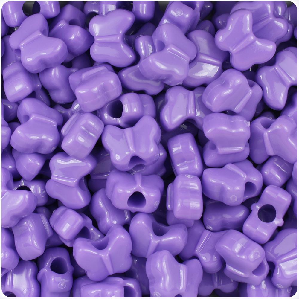 Lilac Opaque 13mm Butterfly Pony Beads (50pcs)