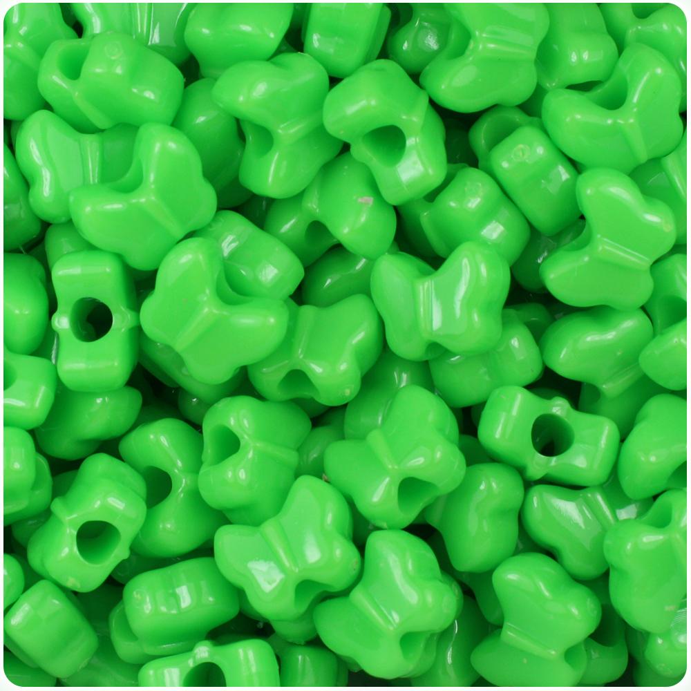 Lime Opaque 13mm Butterfly Pony Beads (50pcs)