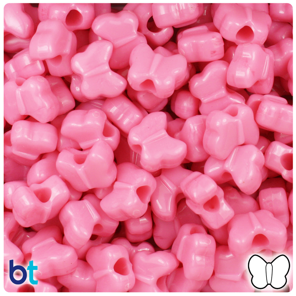 Baby Pink Opaque 13mm Butterfly Pony Beads (250pcs)