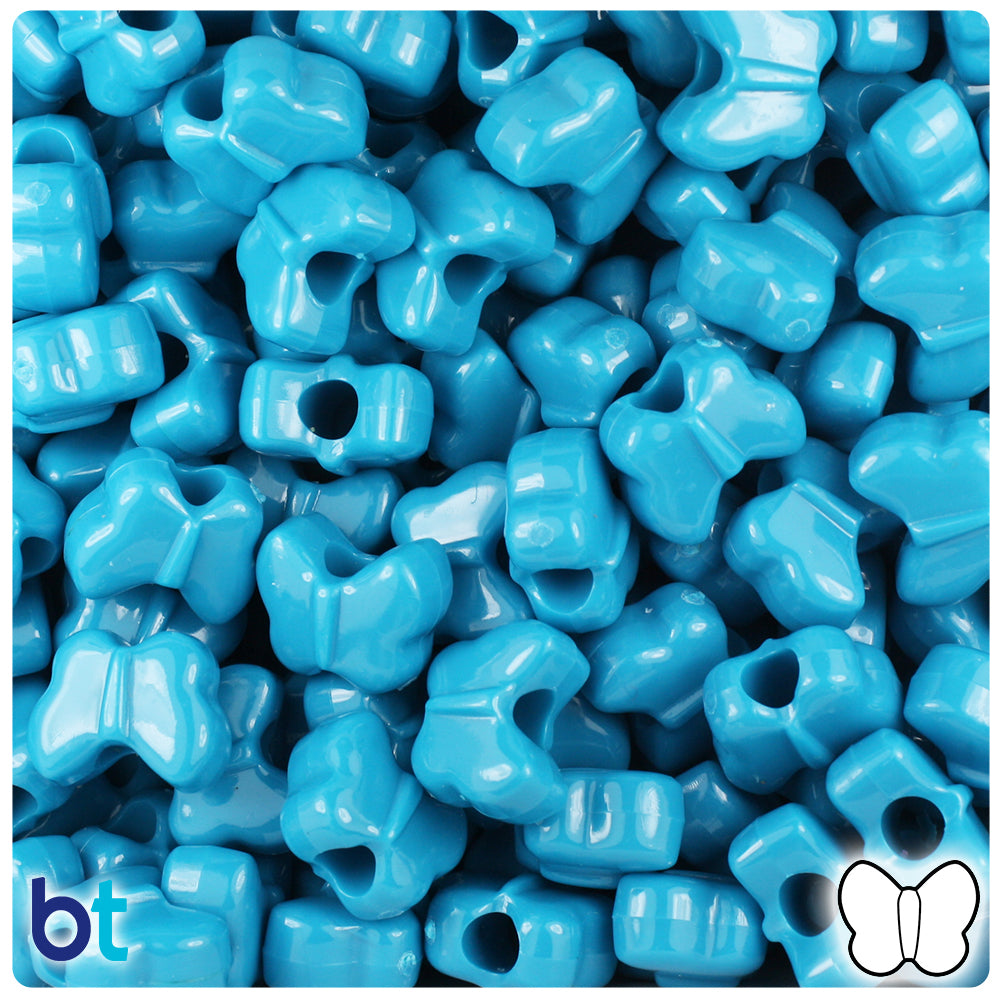 Dark Turquoise Opaque 13mm Butterfly Pony Beads (250pcs)