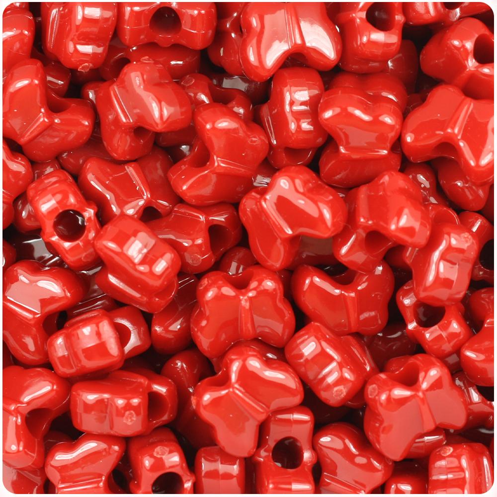 Red Opaque 13mm Butterfly Pony Beads (50pcs)