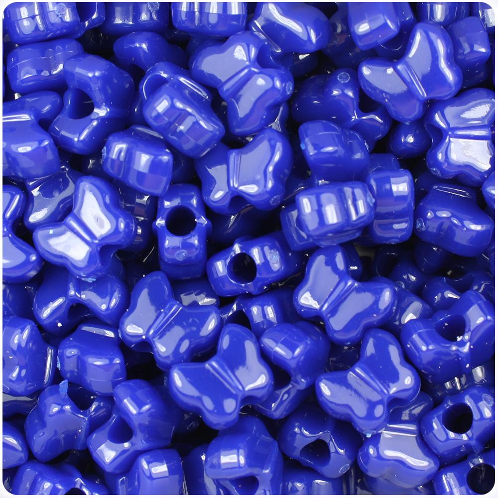 Royal Blue Opaque 13mm Butterfly Pony Beads (50pcs)