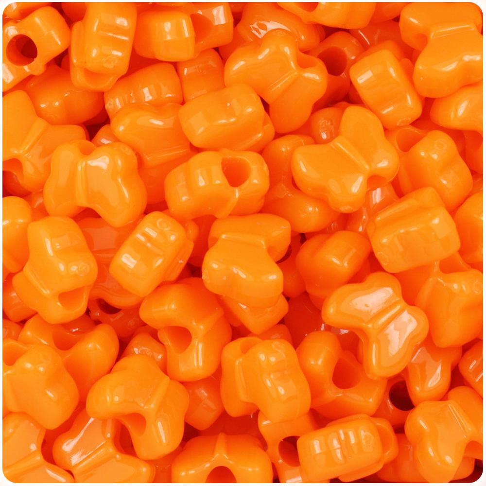 Orange Opaque 13mm Butterfly Pony Beads (50pcs)
