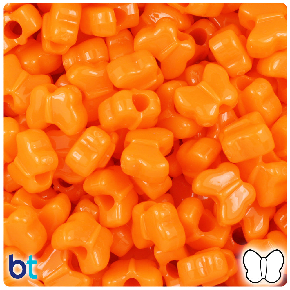 Orange Opaque 13mm Butterfly Pony Beads (250pcs)
