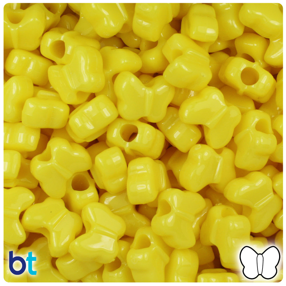 Yellow Opaque 13mm Butterfly Pony Beads (250pcs)