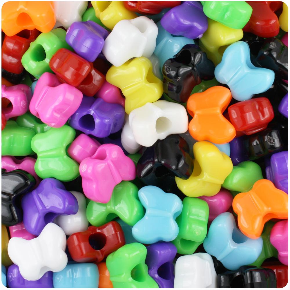 Opaque Mix 13mm Butterfly Pony Beads (50pcs)