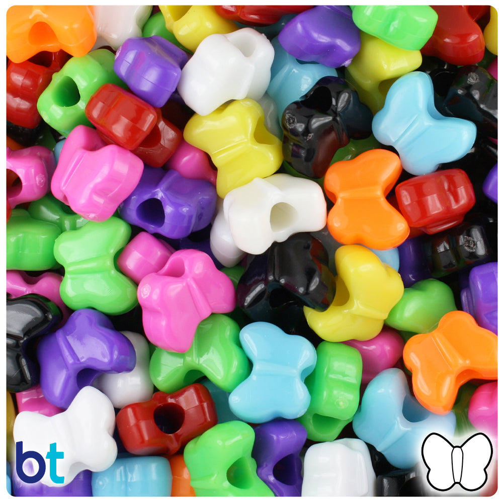 Opaque Mix 13mm Butterfly Pony Beads (250pcs)