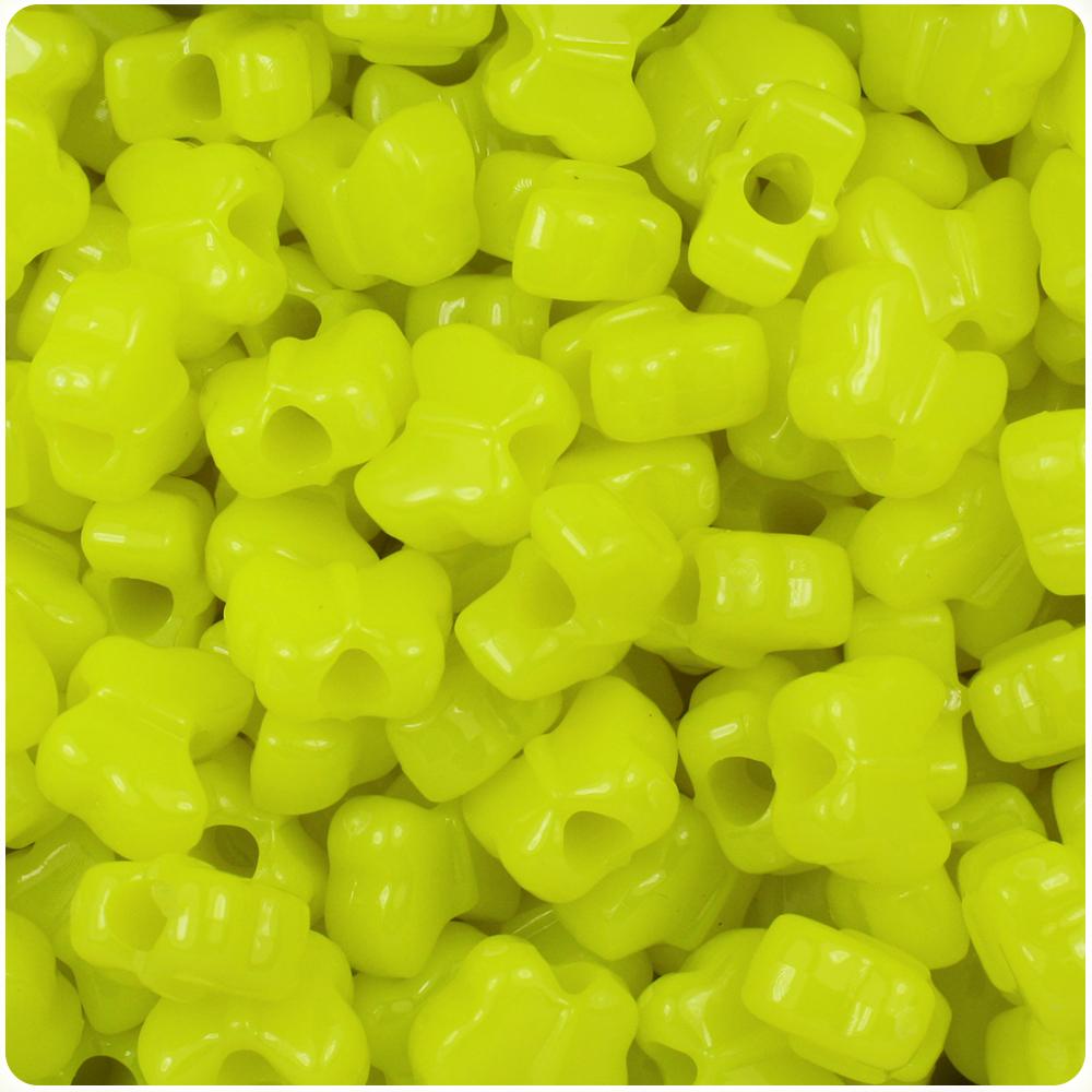Lemon Neon Bright 13mm Butterfly Pony Beads (50pcs)