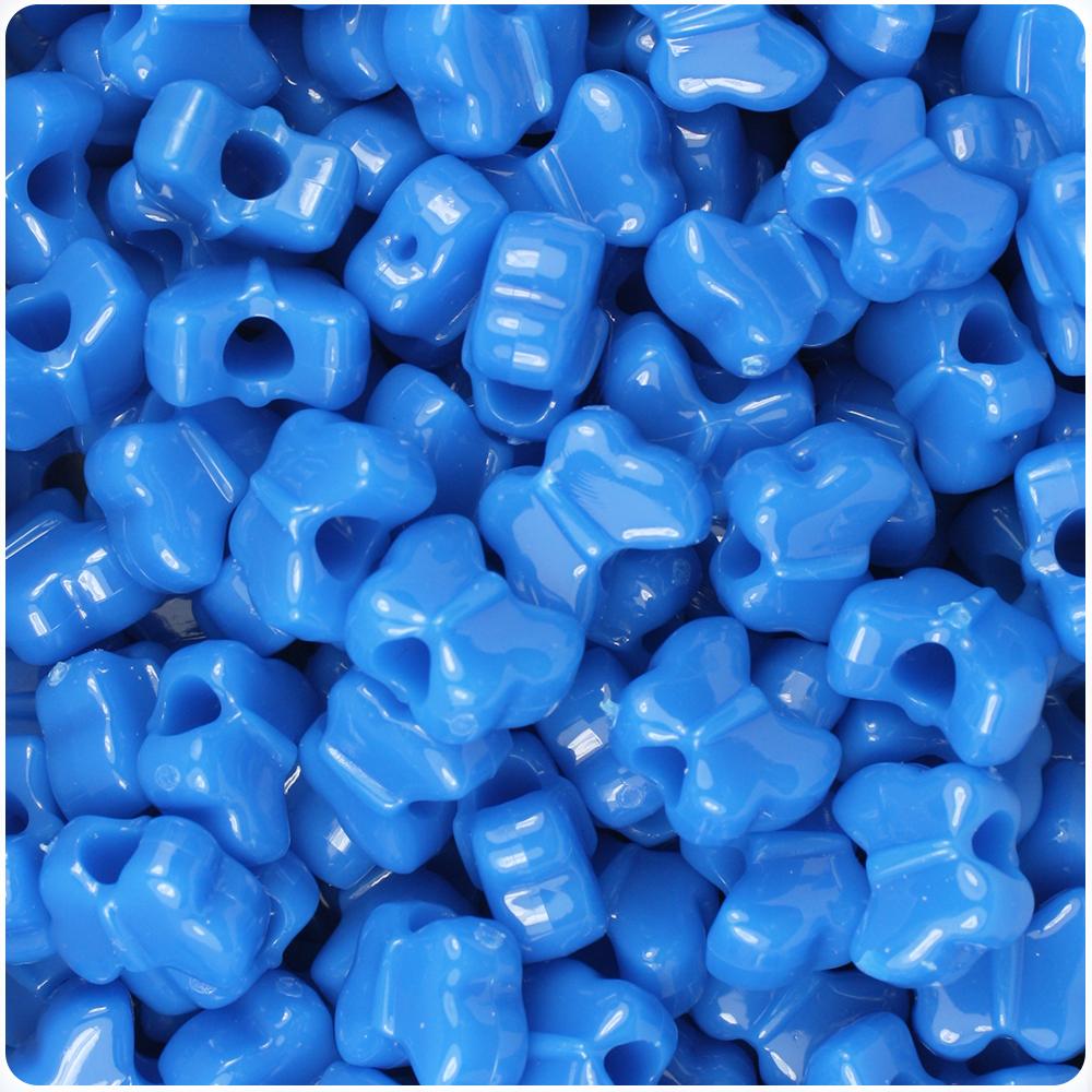 True Blue Neon Bright 13mm Butterfly Pony Beads (50pcs)