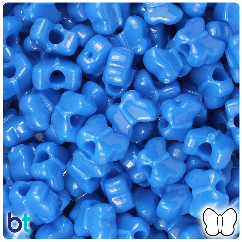 True Blue Neon Bright 13mm Butterfly Pony Beads (250pcs)