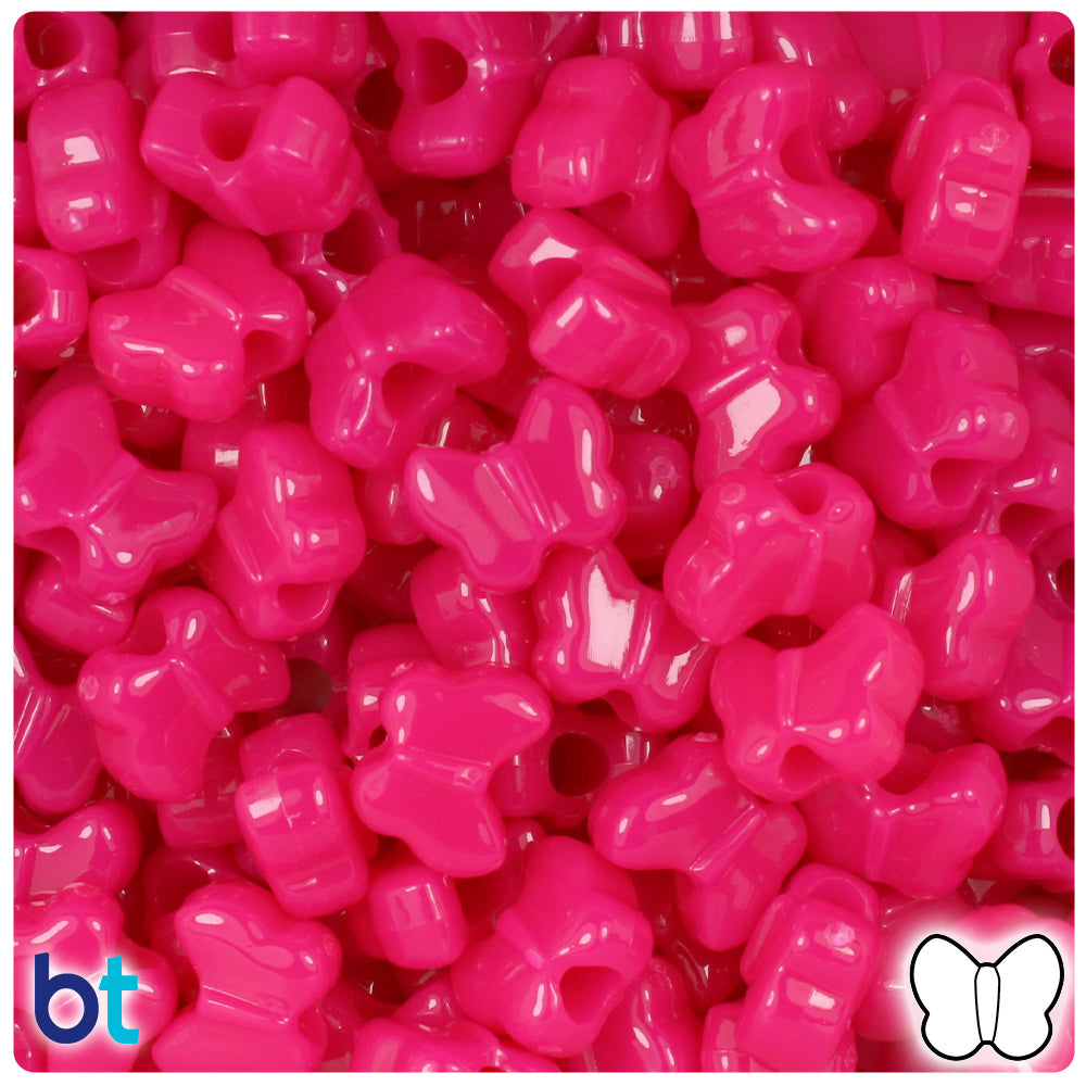 Magenta Neon Bright 13mm Butterfly Pony Beads (250pcs)