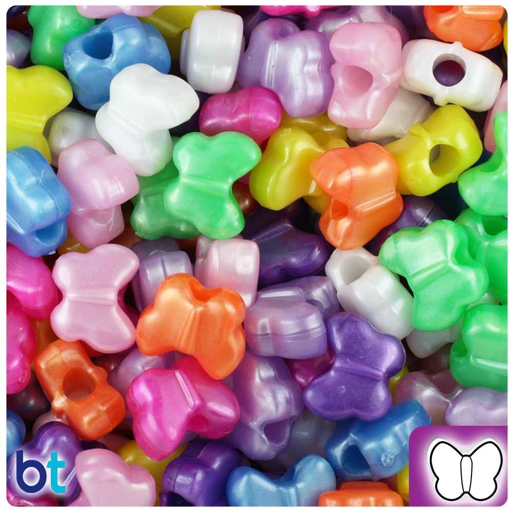Pearl Mix 13mm Butterfly Pony Beads (250pcs)