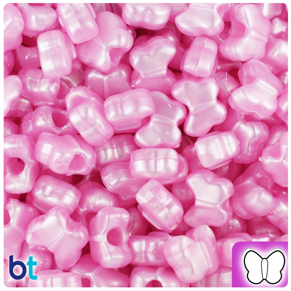 Light Pink Pearl 13mm Butterfly Pony Beads (250pcs)