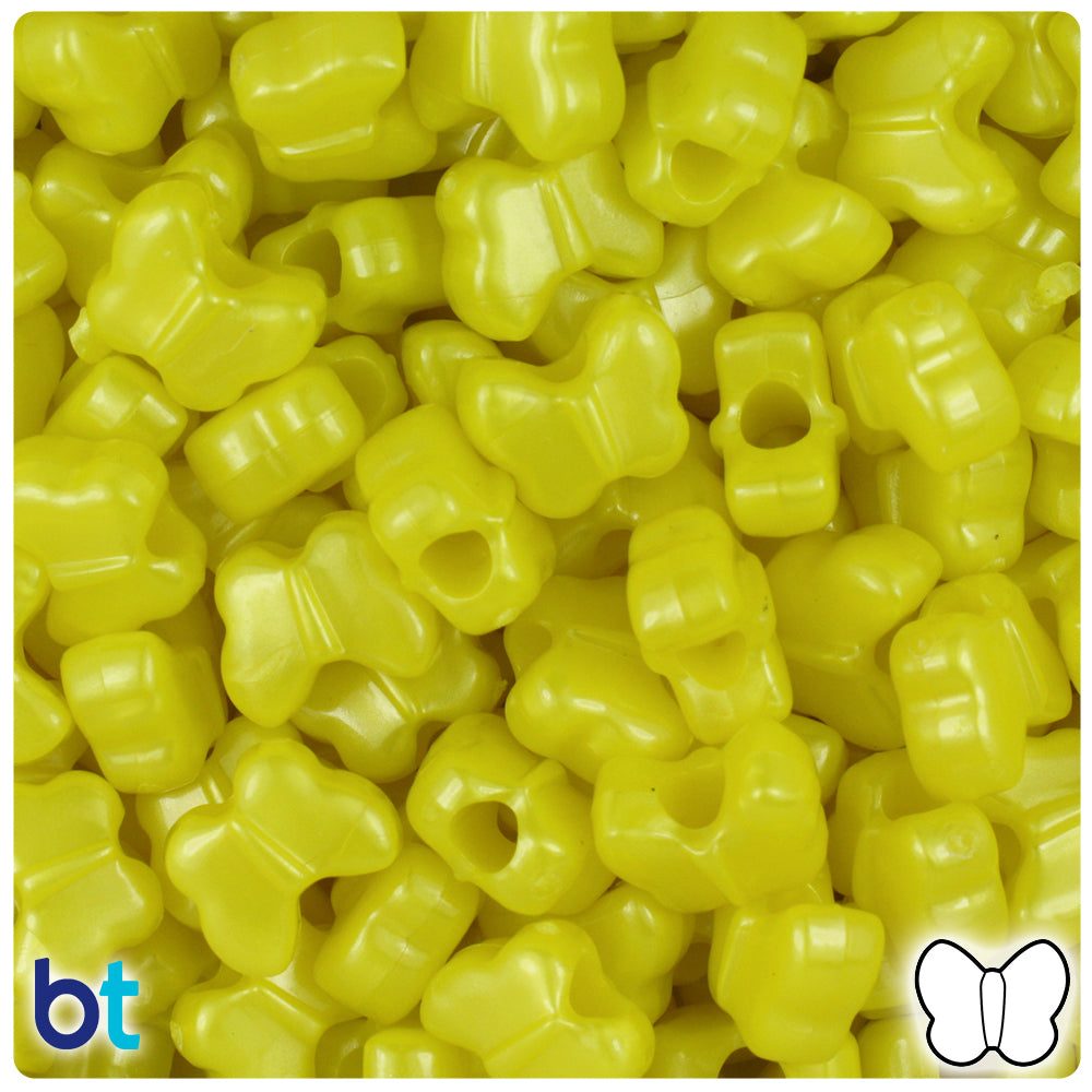 Yellow Pearl 13mm Butterfly Pony Beads (250pcs)
