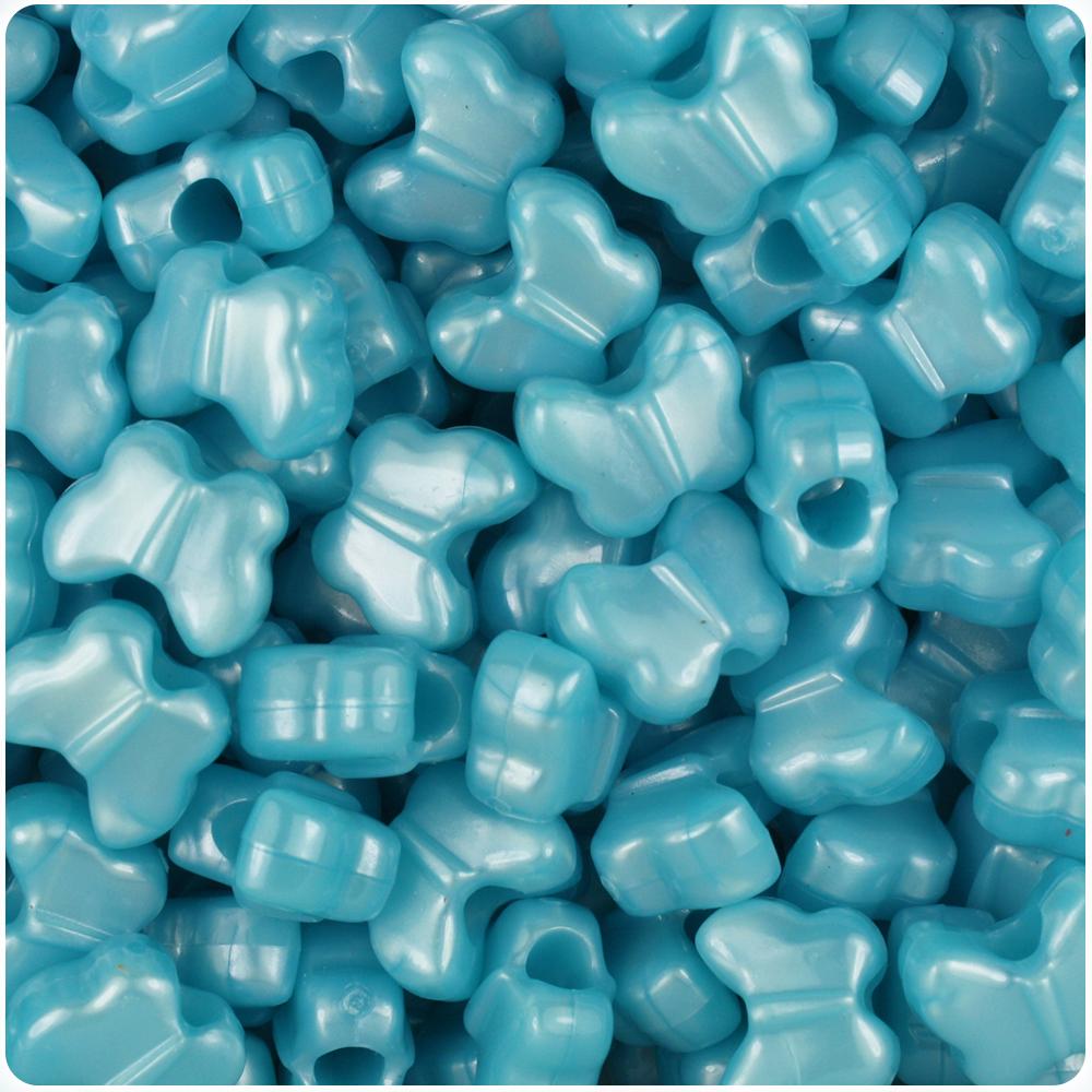 Light Blue Pearl 13mm Butterfly Pony Beads (50pcs)