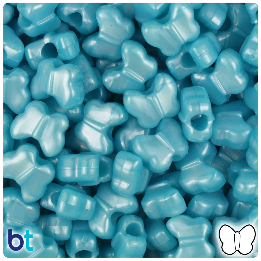 Light Blue Pearl 13mm Butterfly Pony Beads (250pcs)