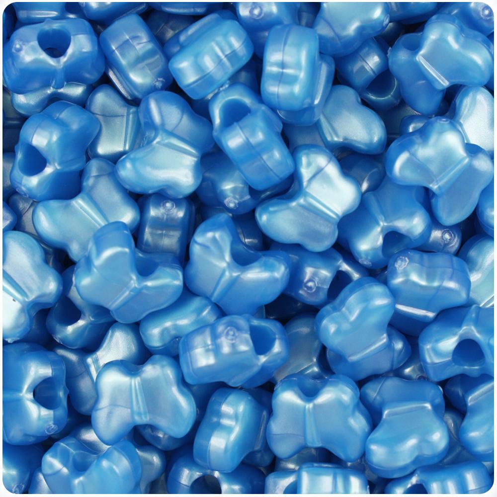 Dark Blue Pearl 13mm Butterfly Pony Beads (50pcs)