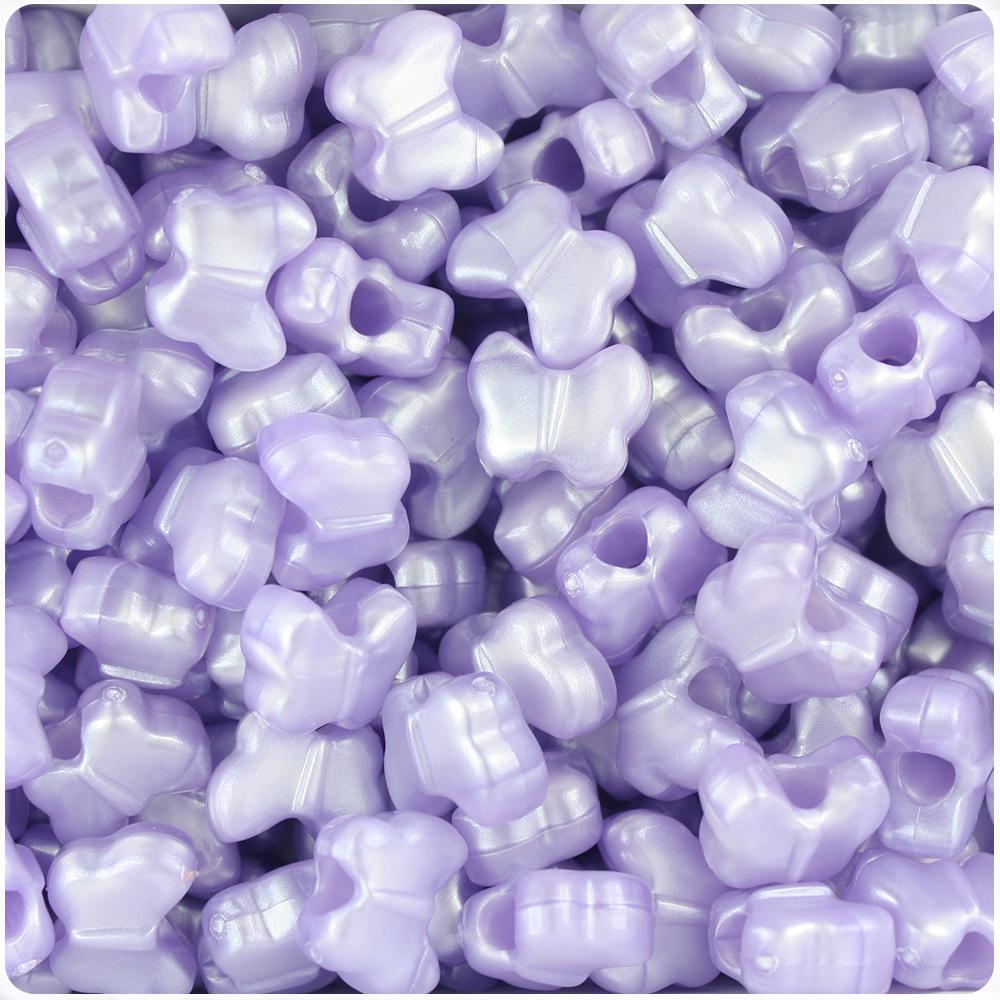 Light Purple Pearl 13mm Butterfly Pony Beads (50pcs)