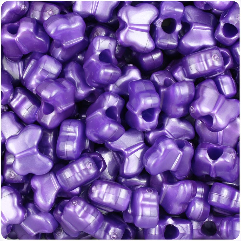 Dark Purple Pearl 13mm Butterfly Pony Beads (50pcs)