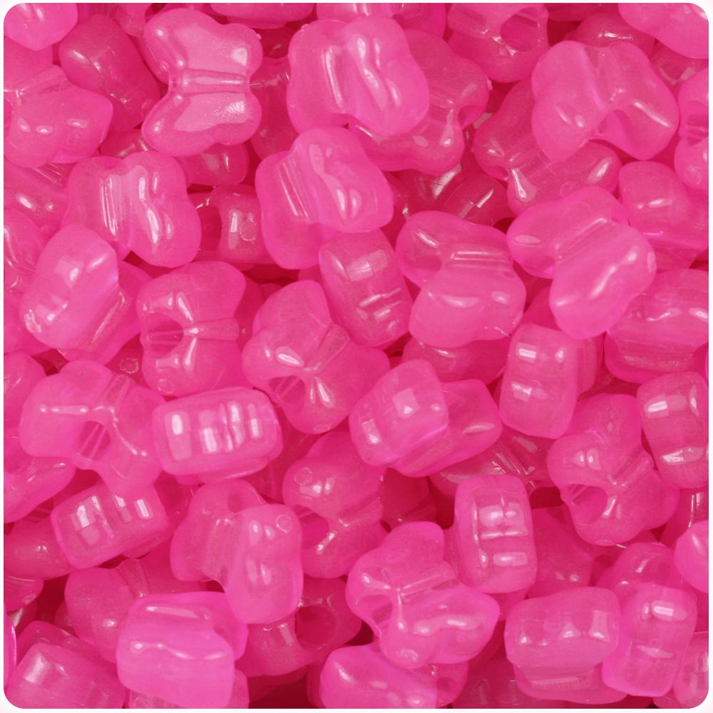 Pink Glow 13mm Butterfly Pony Beads (50pcs)