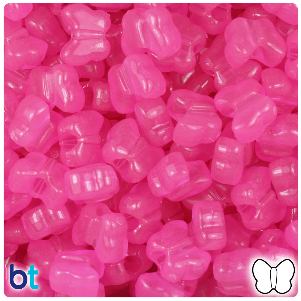 Pink Glow 13mm Butterfly Pony Beads (250pcs)