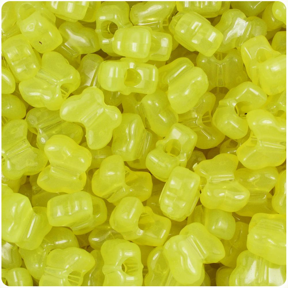 Yellow Glow 13mm Butterfly Pony Beads (50pcs)