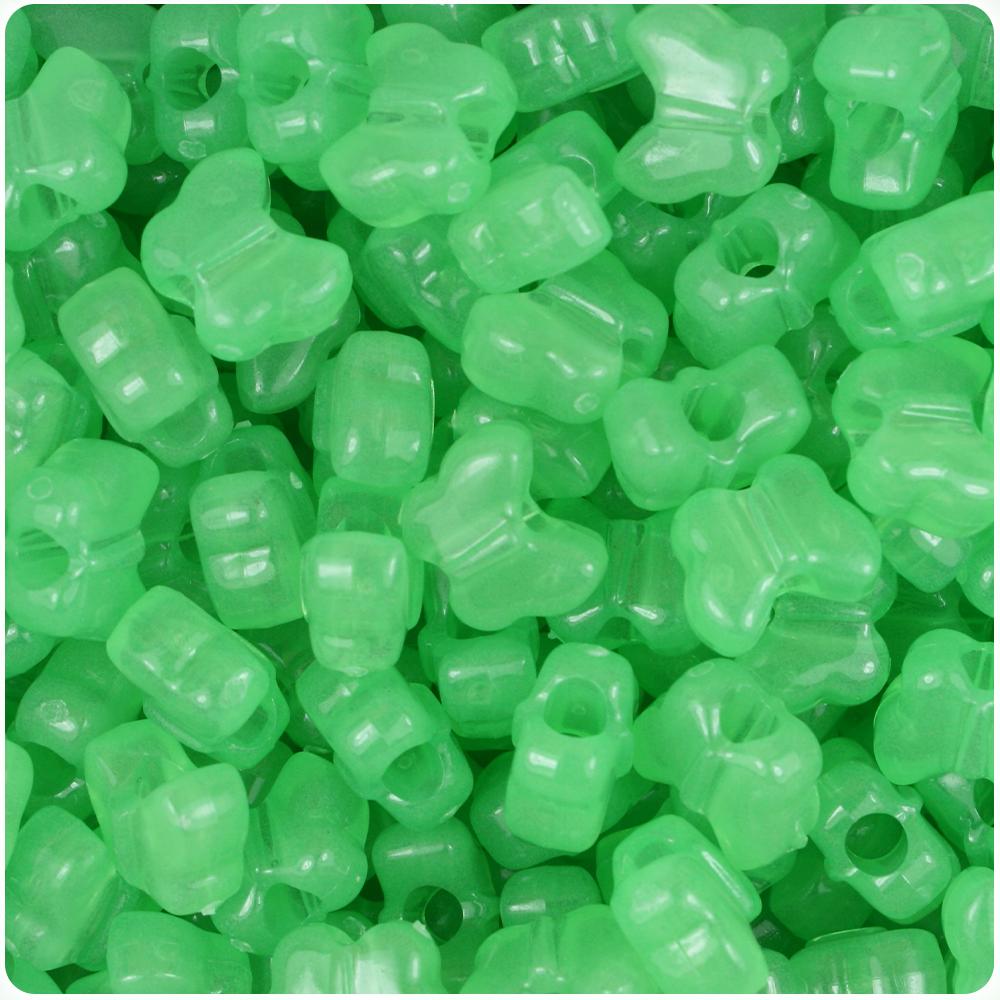 Green Glow 13mm Butterfly Pony Beads (50pcs)