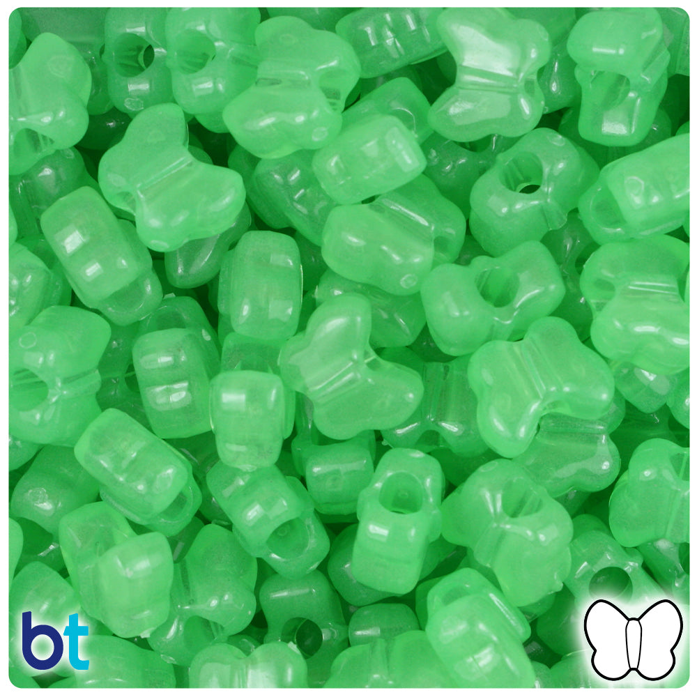 Green Glow 13mm Butterfly Pony Beads (250pcs)