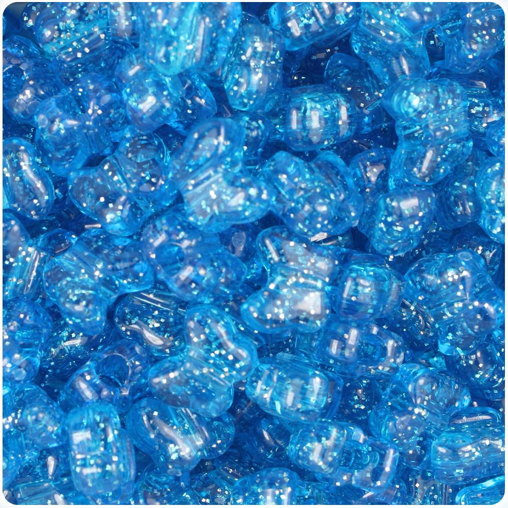 Royal Blue Sparkle 13mm Butterfly Pony Beads (50pcs)
