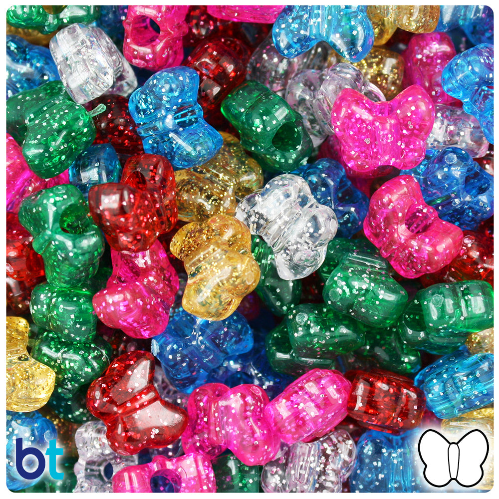 Classic Sparkle Mix 13mm Butterfly Pony Beads (250pcs)
