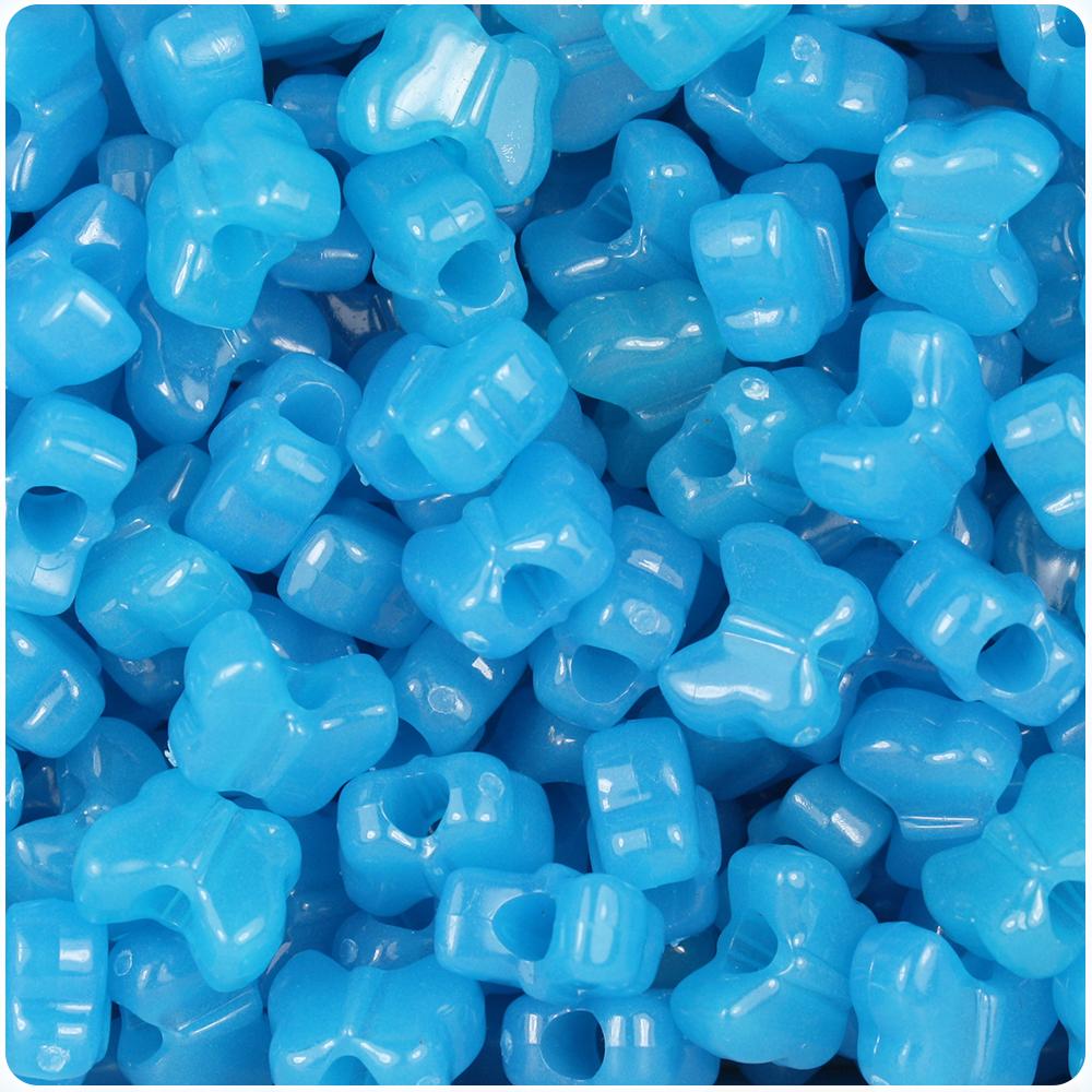 Blue Glow 13mm Butterfly Pony Beads (50pcs)