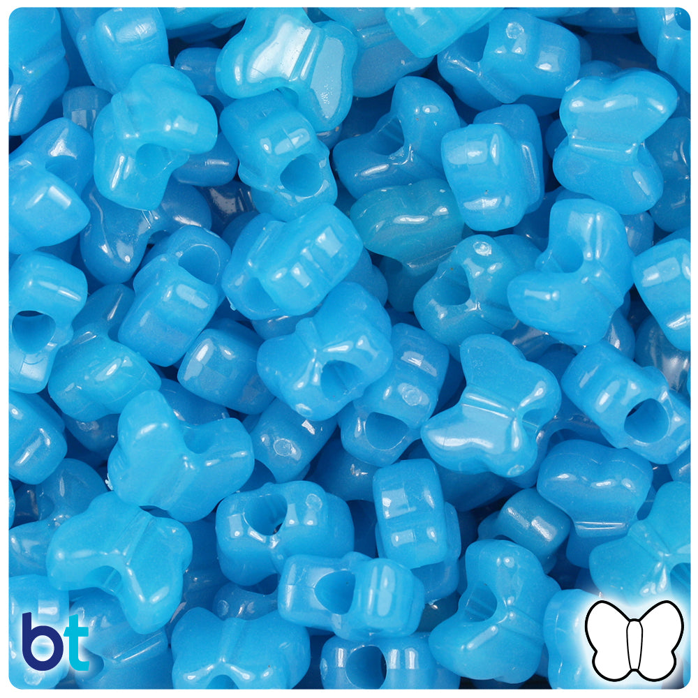Blue Glow 13mm Butterfly Pony Beads (250pcs)