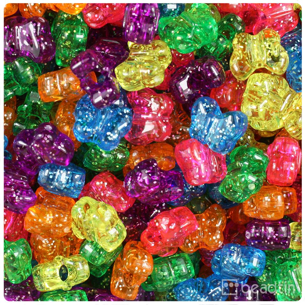 Jelly Sparkle Mix 13mm Butterfly Pony Beads (50pcs)