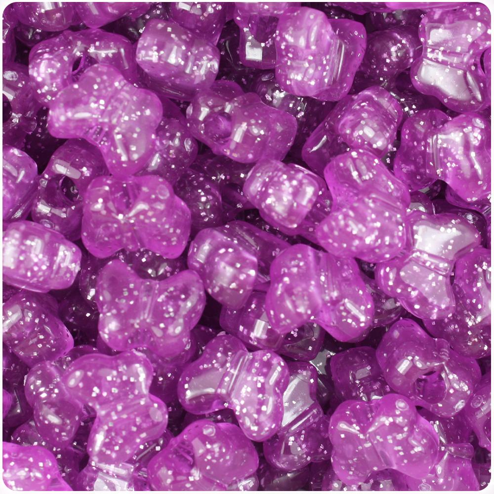 Pale Lilac Sparkle 13mm Butterfly Pony Beads (50pcs)