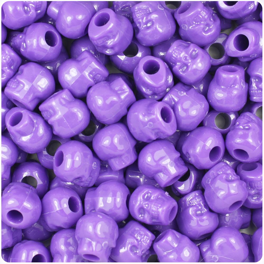 Dark Lilac Opaque 11mm Skull Pony Beads (30pcs)