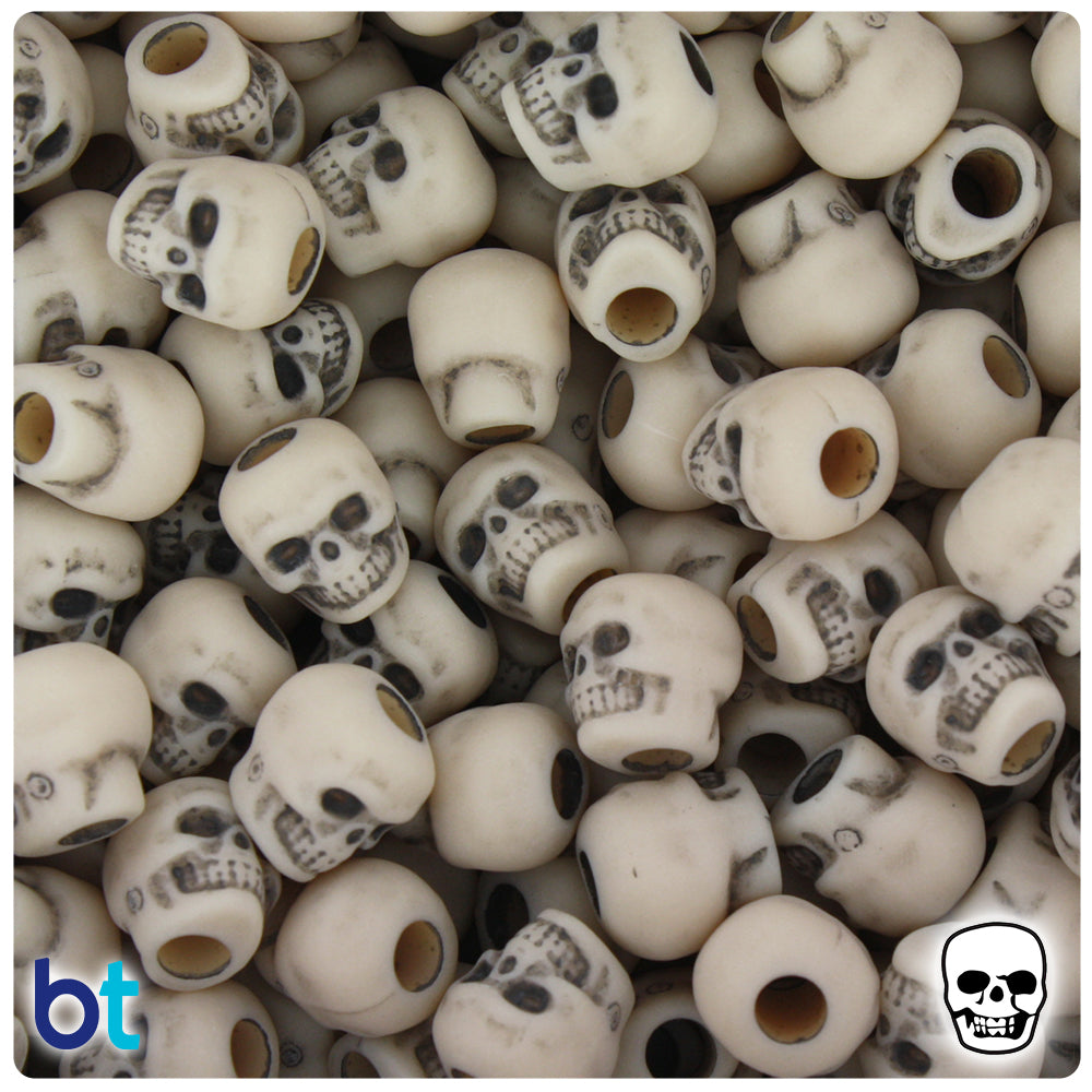 Plastic White Skull Beads, 36 beads - Pony Bead Store