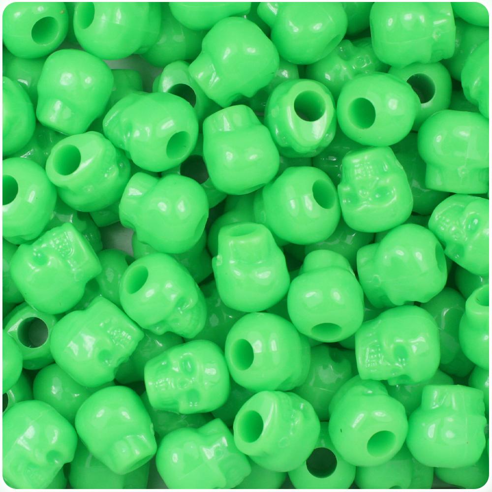 Lime Opaque 11mm Skull Pony Beads (30pcs)