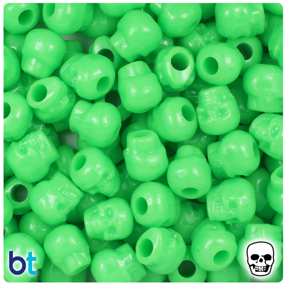 Lime Opaque 11mm Skull Pony Beads (150pcs)