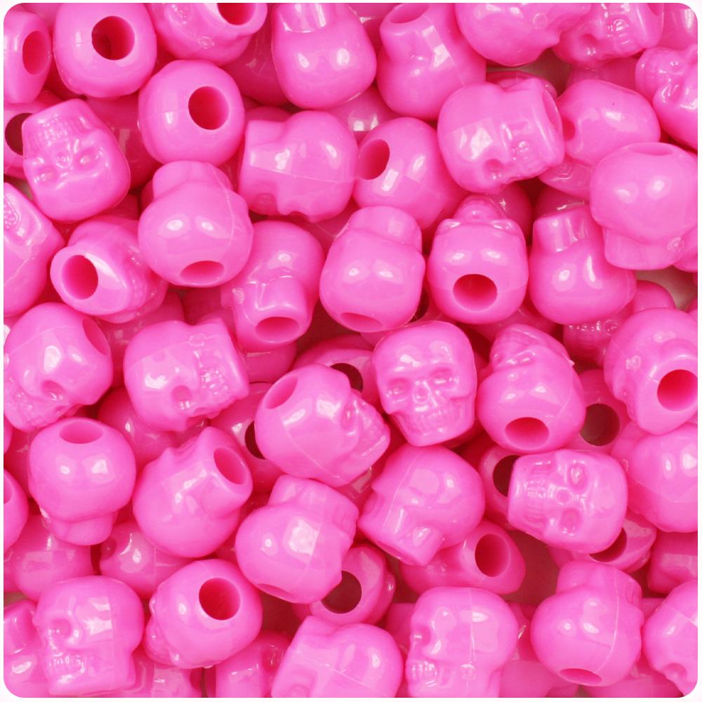 Dark Pink Opaque 11mm Skull Pony Beads (30pcs)