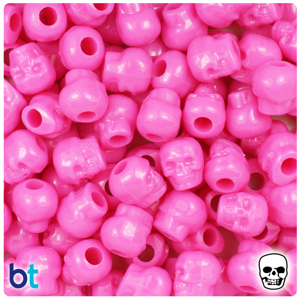 Dark Pink Opaque 11mm Skull Pony Beads (150pcs)