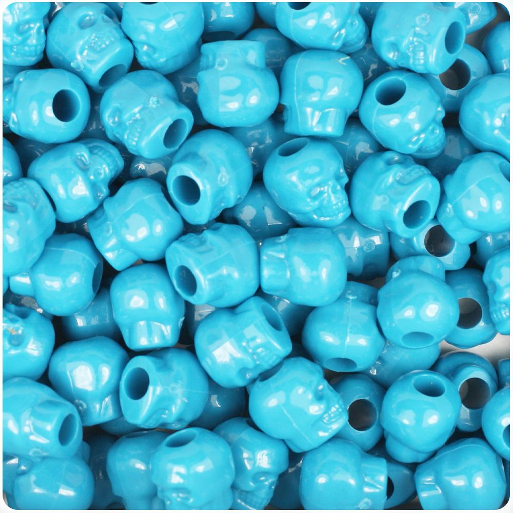Dark Turquoise Opaque 11mm Skull Pony Beads (30pcs)