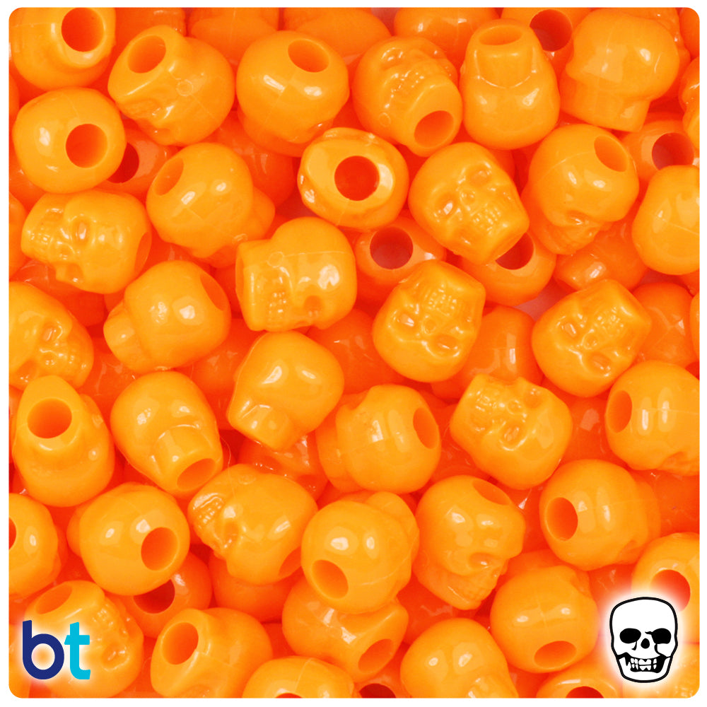 Orange Opaque 11mm Skull Pony Beads (150pcs)