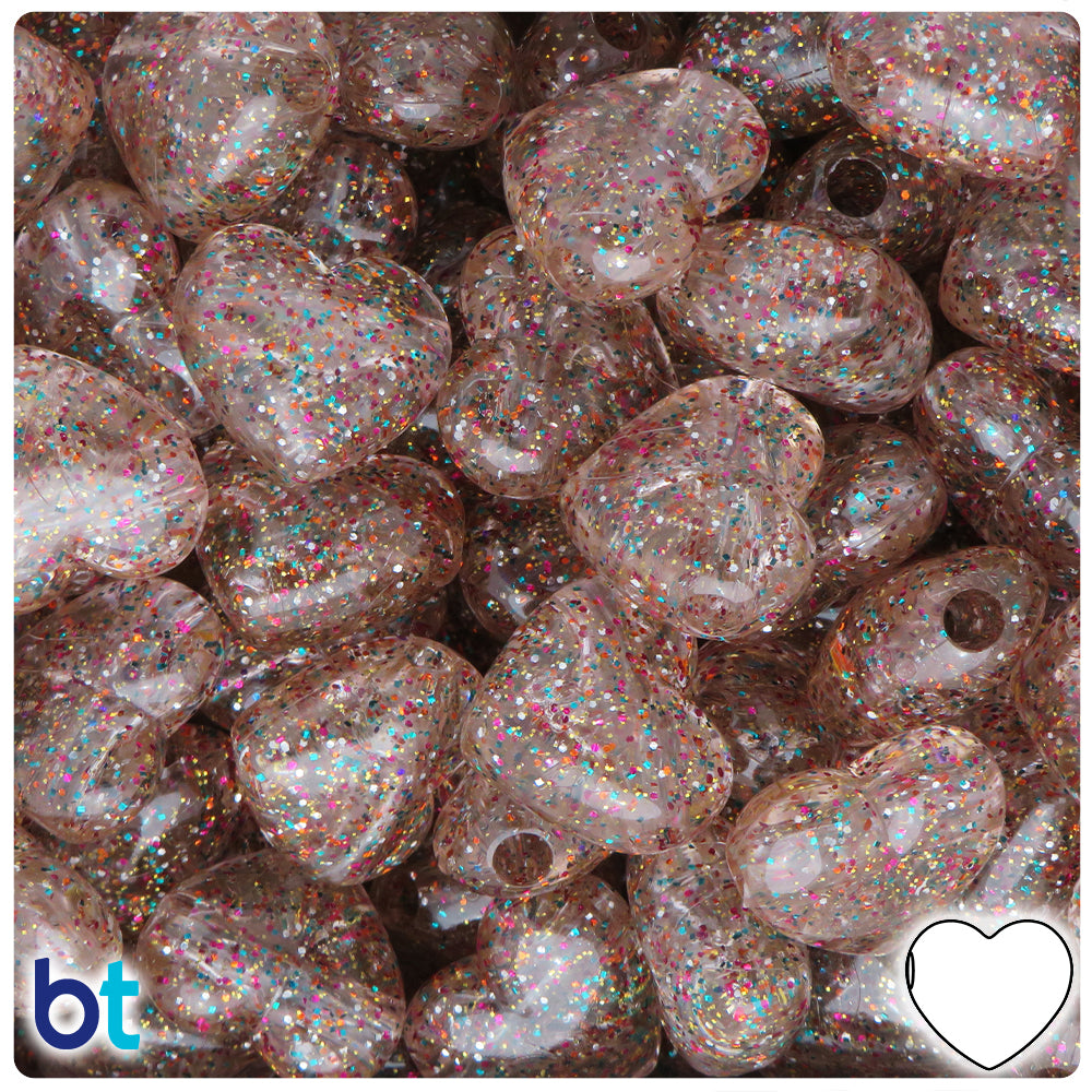 Crystal Rainbow Sparkle 18mm Heart Pony Beads (8pcs)