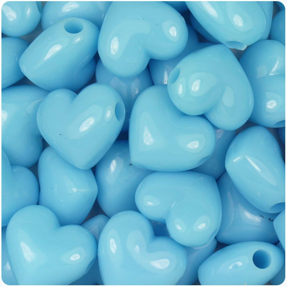 Baby Blue Opaque 18mm Heart Pony Beads (8pcs)